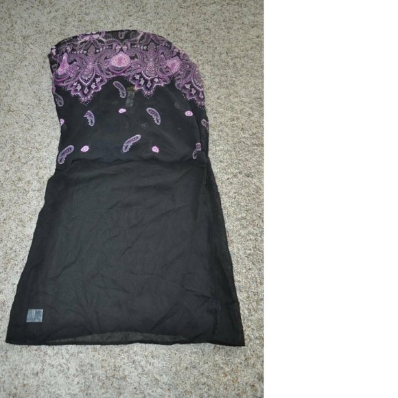 Womens Halter Top Apt 9 Purple Paisley Petite Small Sequined Silky Layer Top - Picture 3 of 3